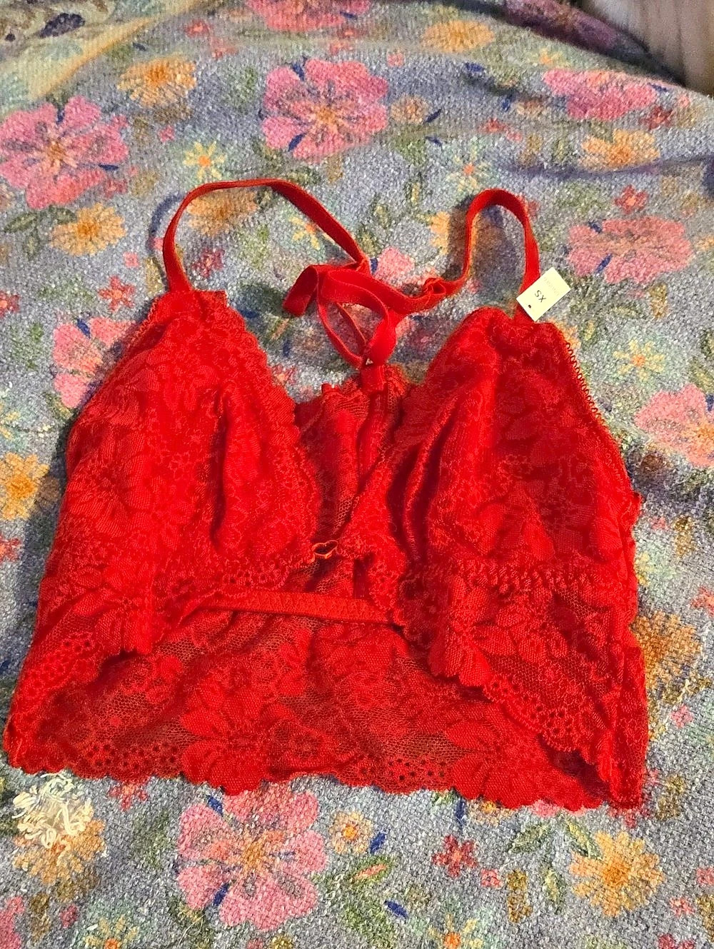 PINK Red Lace Bra Size XS NWT